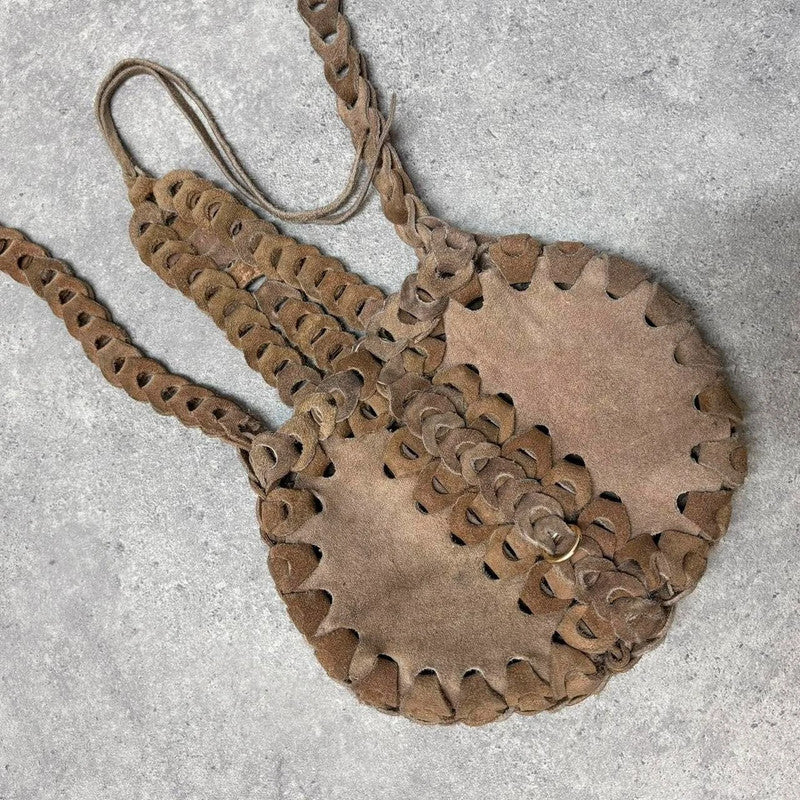 boho woven suede bag