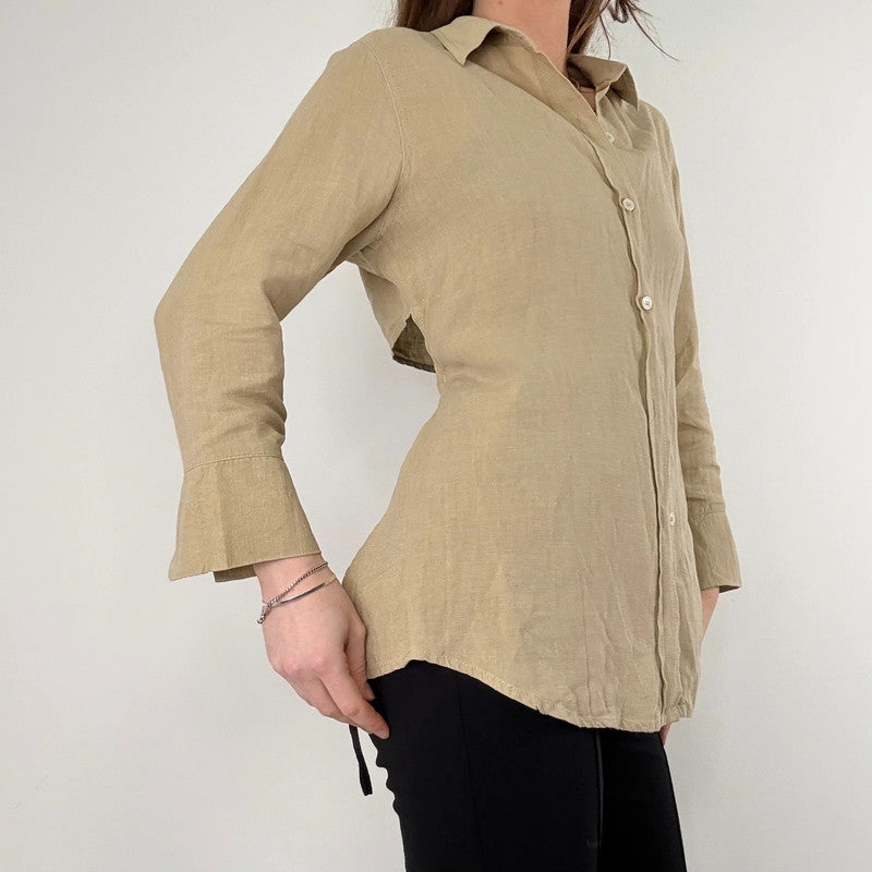 backless cut out linen shirt
