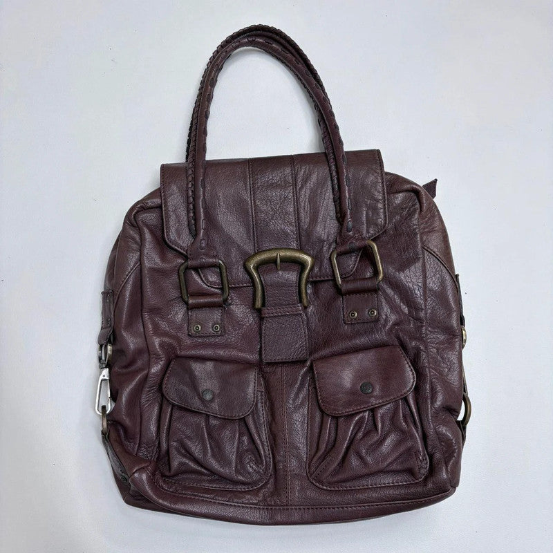 chunky oversized brown leather bag