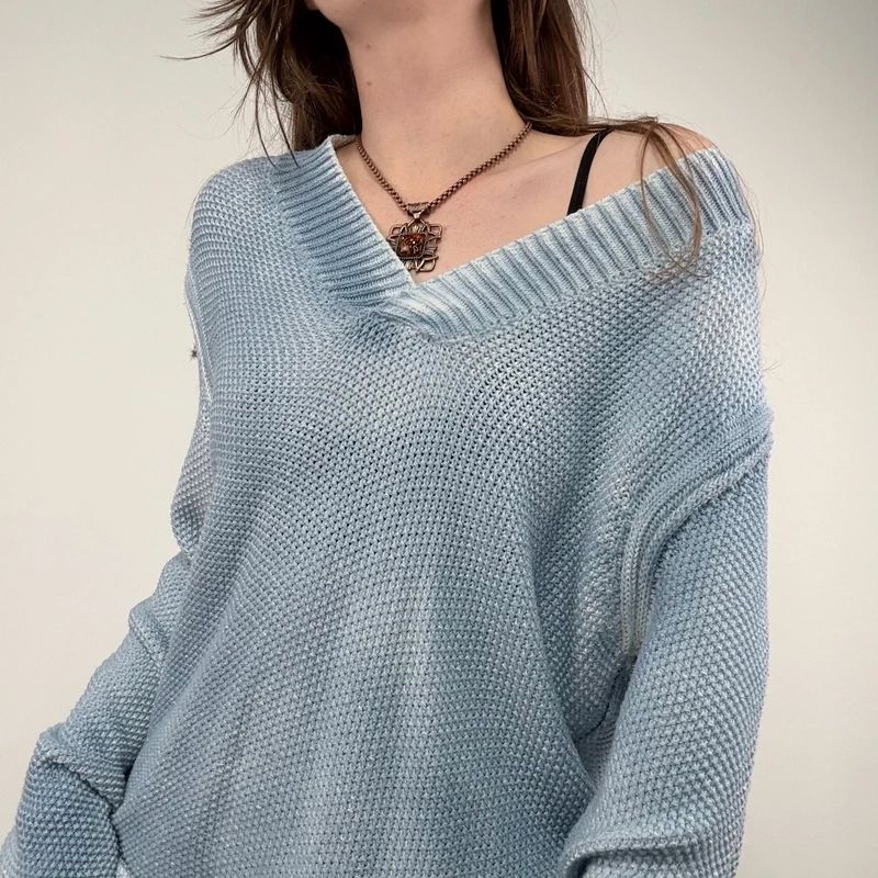 distressed chunky knit slouchy jumper