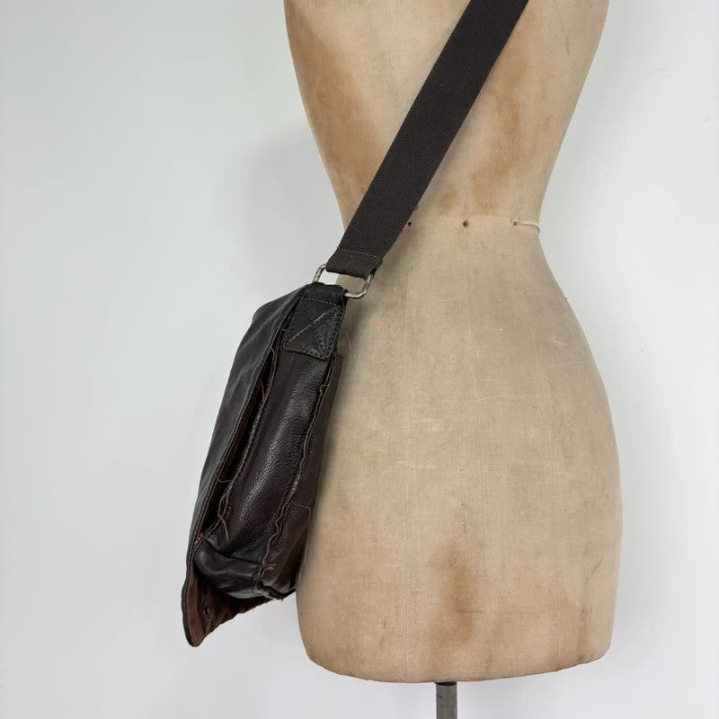 Brown leather satchel slouchy crossbody bag