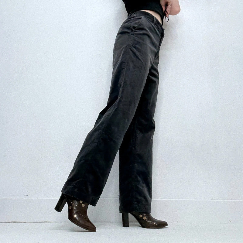 Grey cord uniqlo wide leg trousers