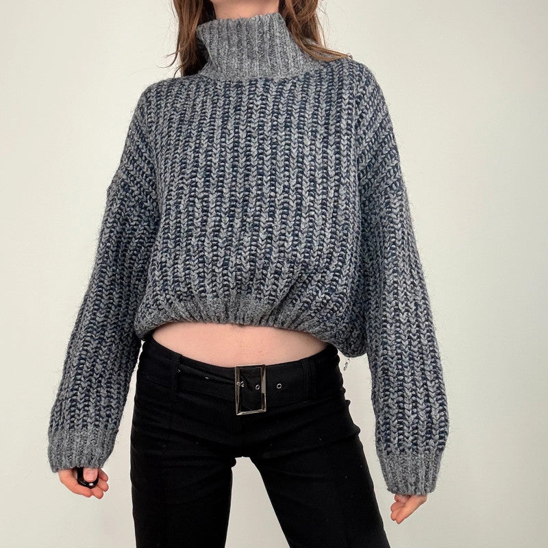chunky knit cropped puff jumper