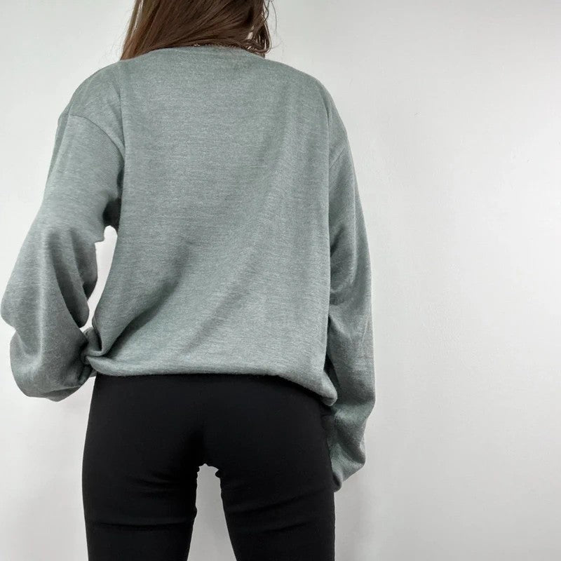 grey fine knit wool blend boxy batwing sweater knit