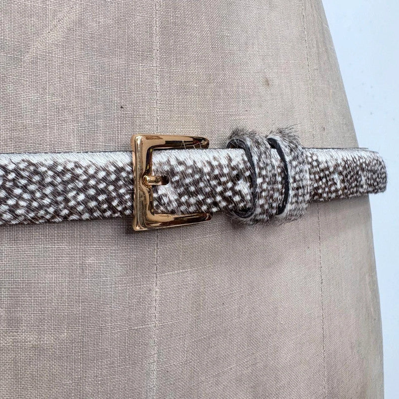 pony cowhide polkadot leather belt