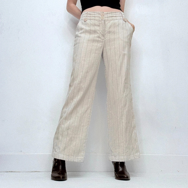 cream striped linen trousers