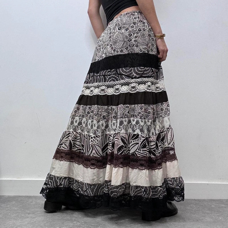 layered lace tiered fairy maxi skirt