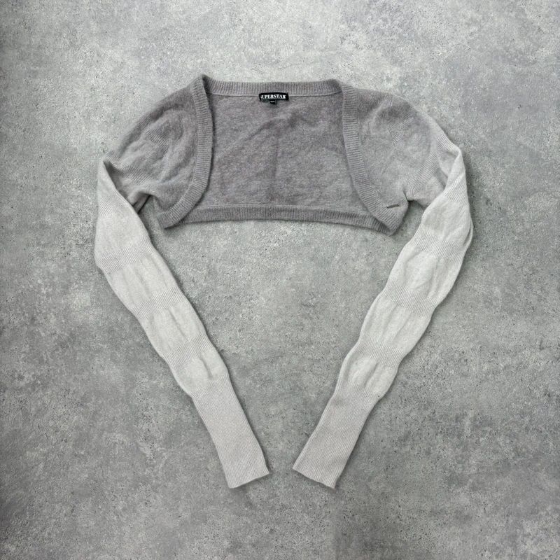 grey angora wool ballerina cropped bolero cardigan