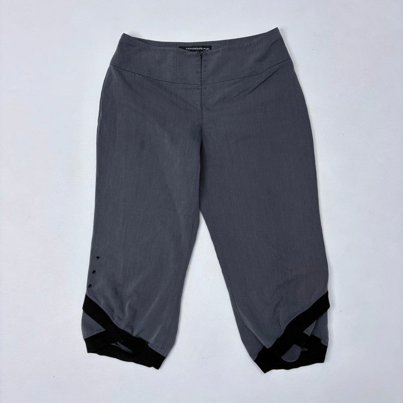 grey low rise asymmetric capri pants