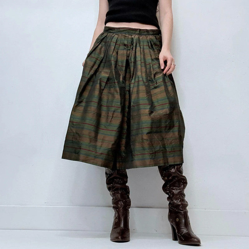 puff structured pleated pinstripe skirt