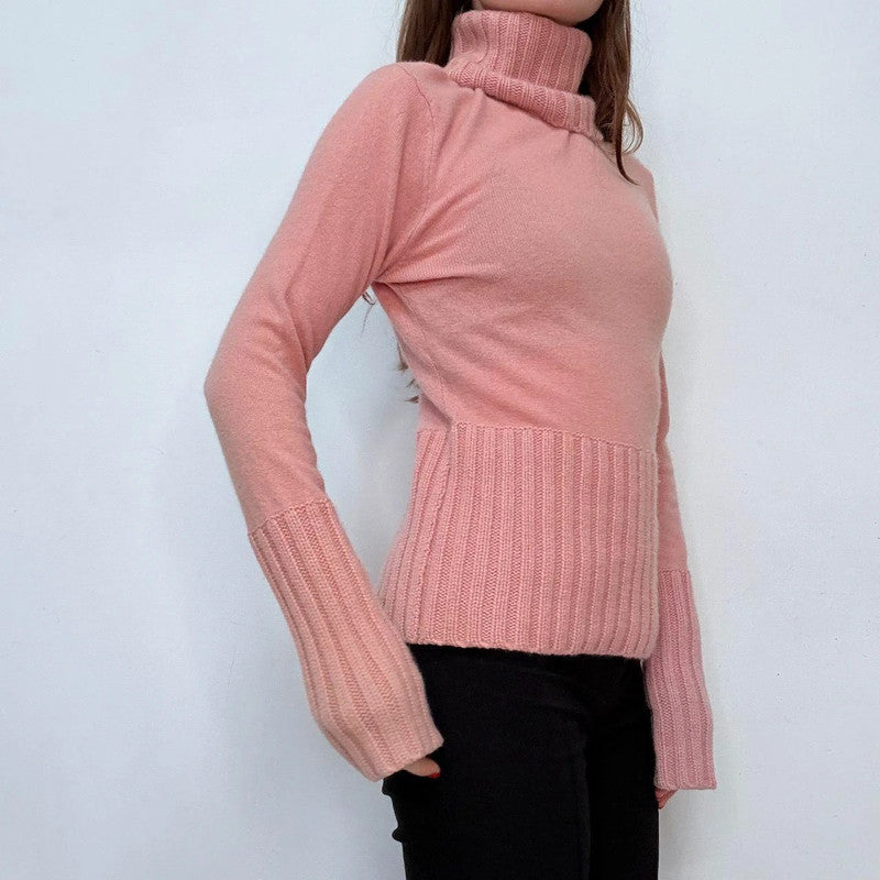 pink cashmere high neck jumper