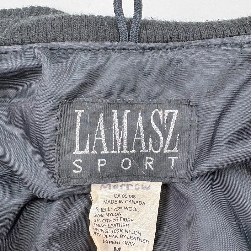 Black Leather Varsity Bomber Jacket