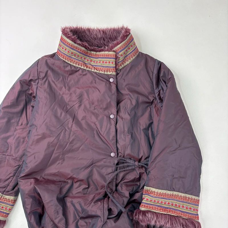asymmetric embroidered longline puffa coat