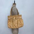 tan leather slouchy bow shoulder bag