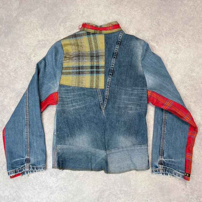 deconstructed flared jean handmade jacket
