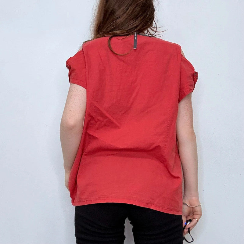 asymmetric red Cop Copine shirt