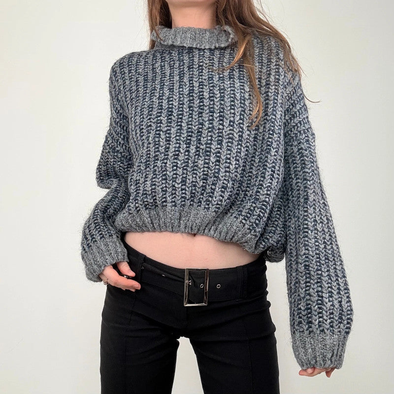 chunky knit cropped puff jumper