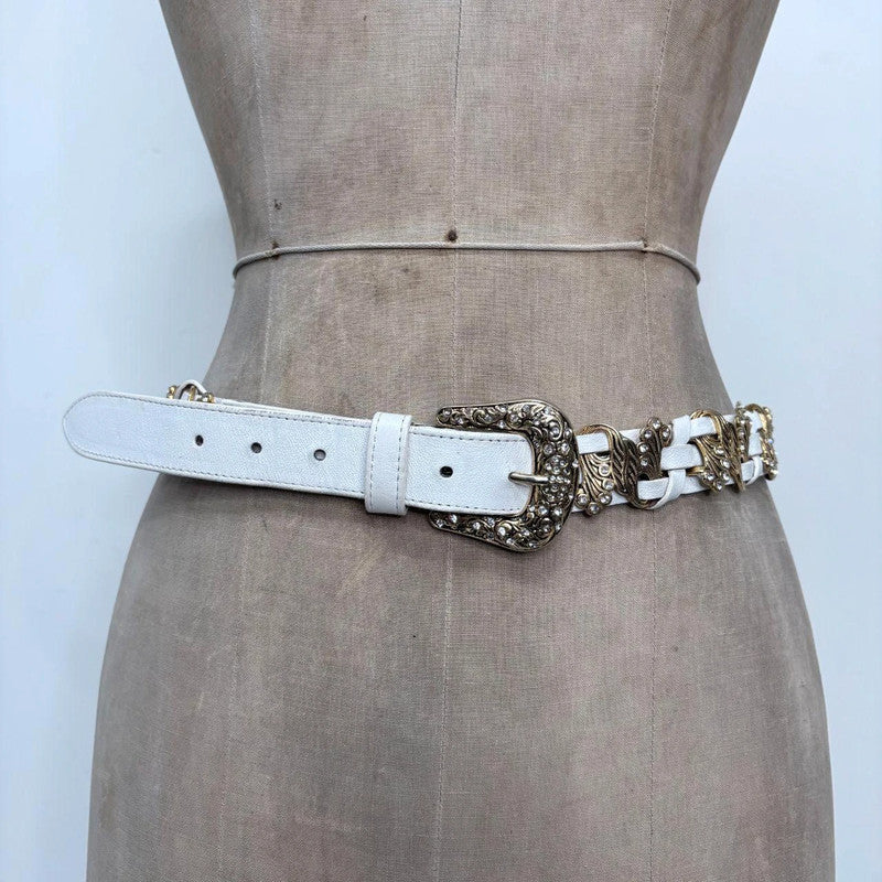 gold chunky leather belt
