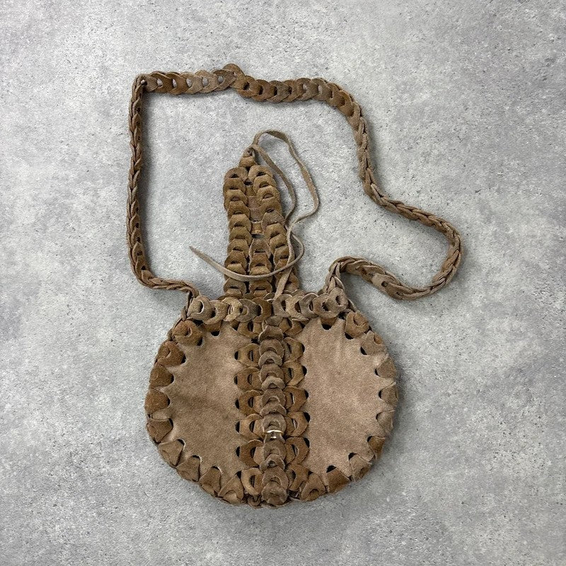 Boho suede circle woven crossbody bag