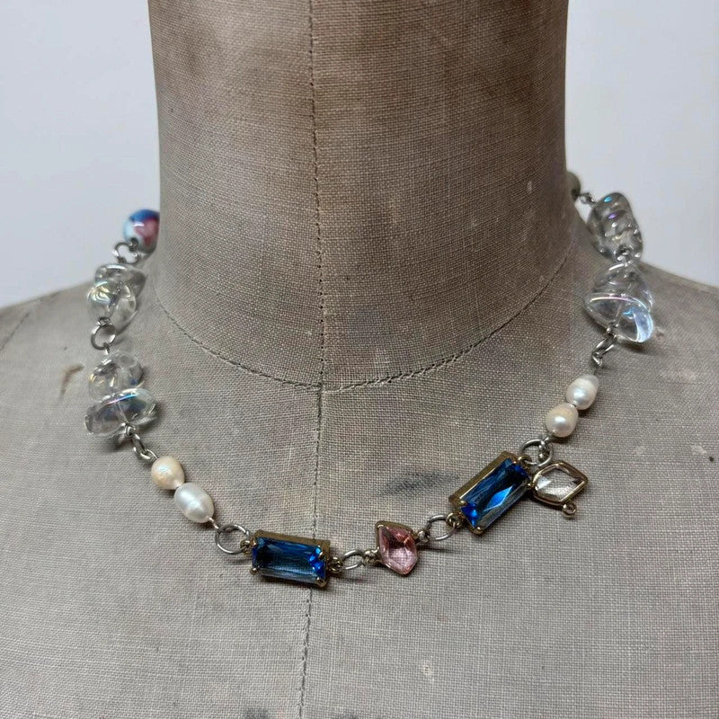 gemstone pearl crystal necklace