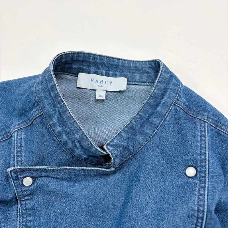 asymmetric denim chef shirt