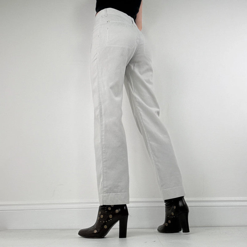 Cop Copine grey pinstripe flared utility trousers