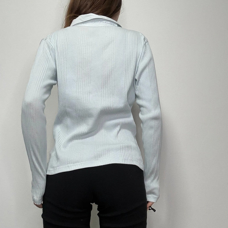 baby blue cotton ribbed shirt