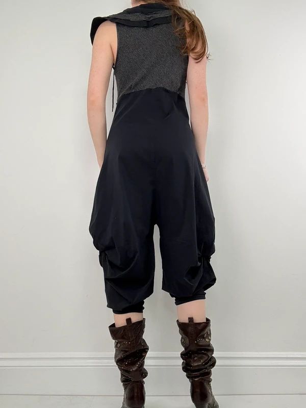 black grunge capri jumpsuit all in one