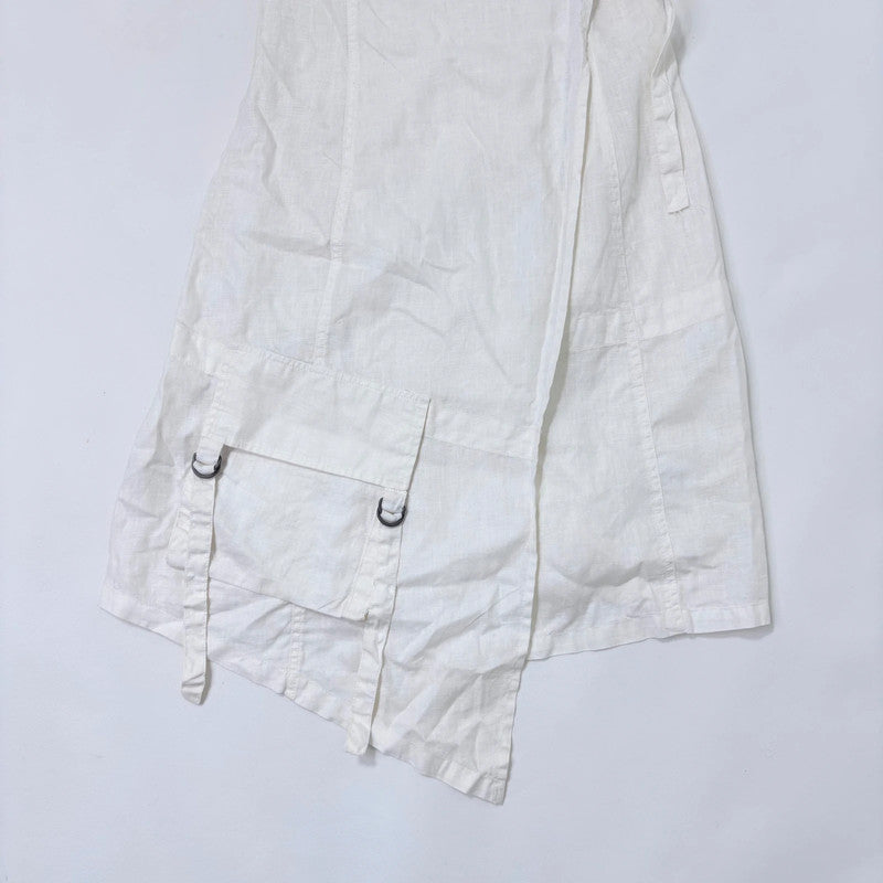 white linen utility wrap dress