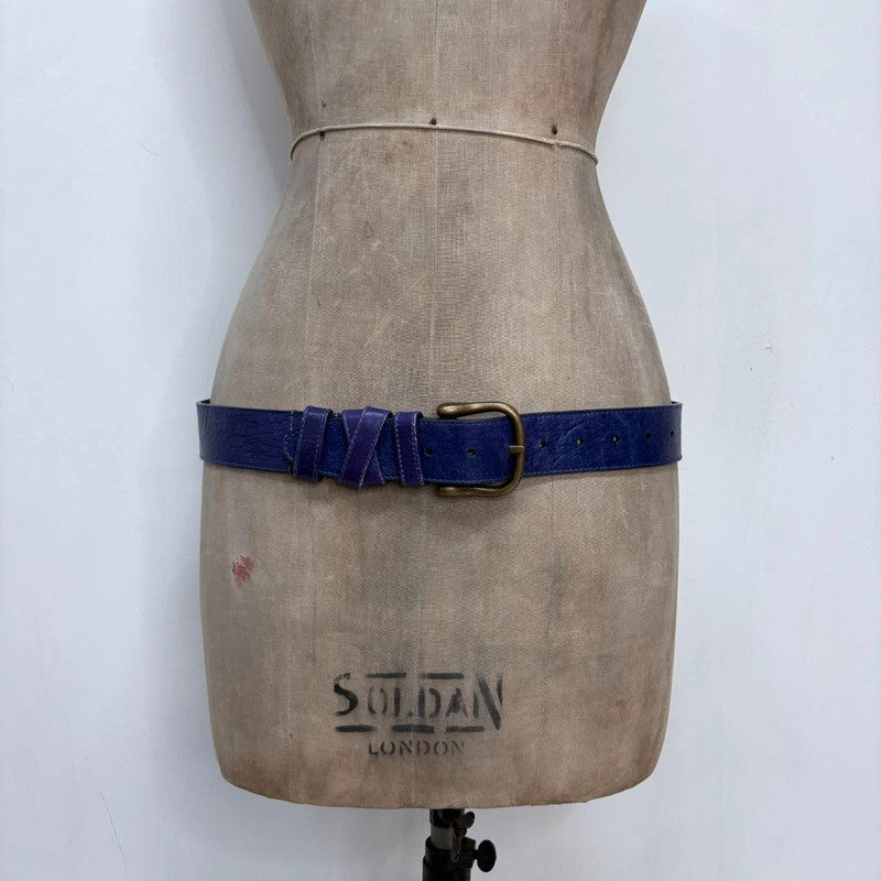 blue leather buckle belt