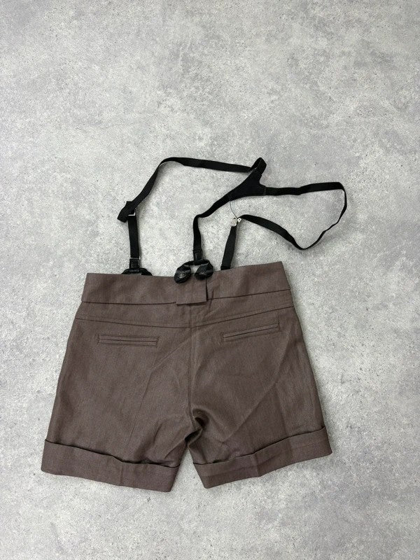 brown mini shorts with braces