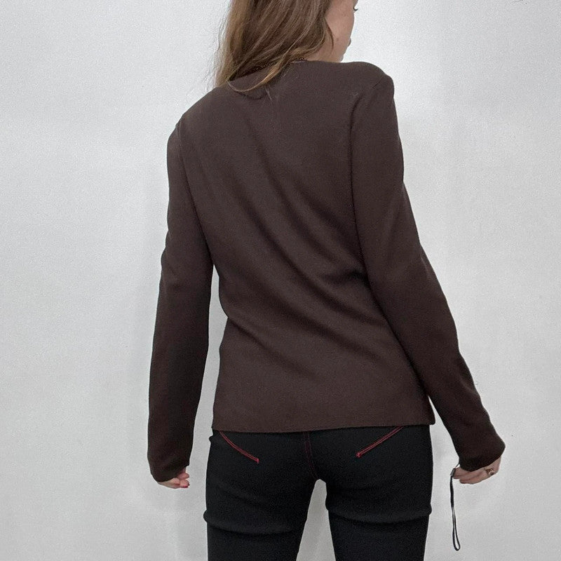 brown studded eyelet leather jacket
