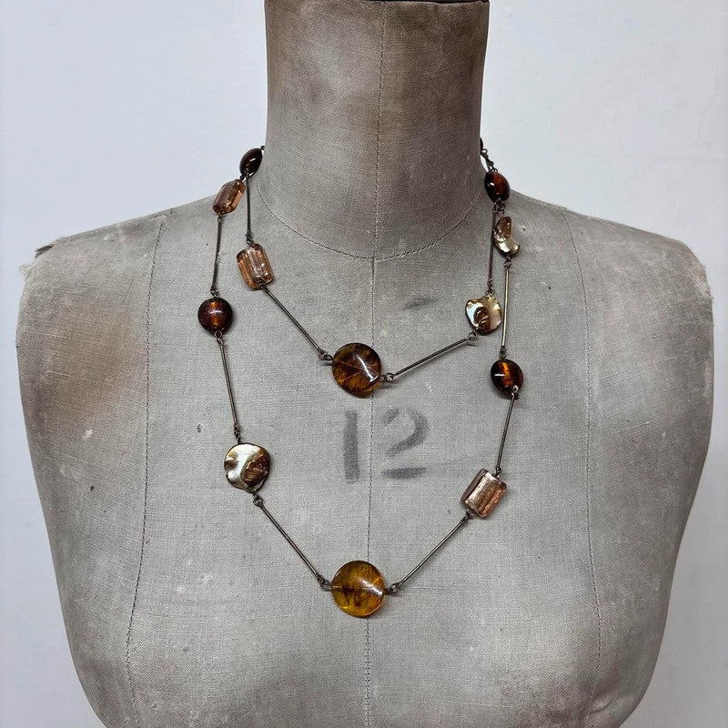 long Pearl beaded boho necklace
