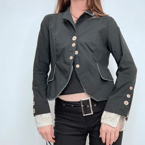 black flared military Napoleonic jacket with shirt