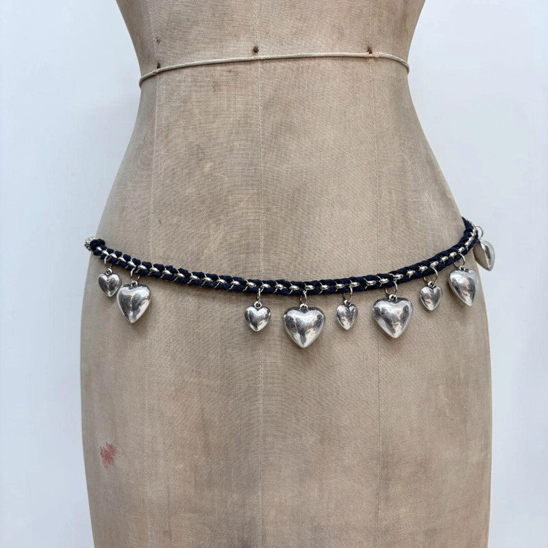 woven chunky chain love heart waist chain