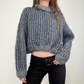 chunky knit cropped puff jumper