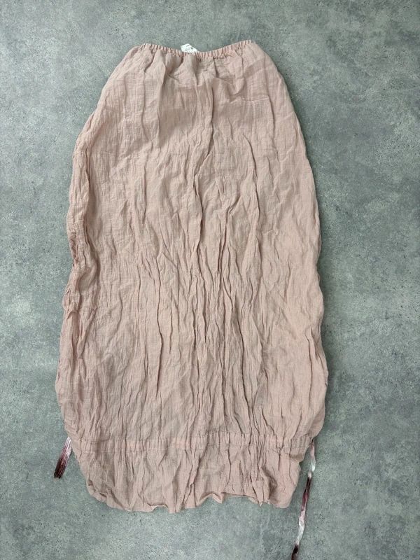 Ruched peachy asymmetric maxi summer skirt