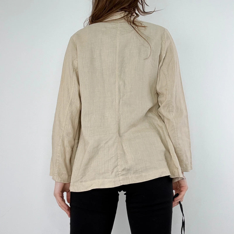 tan linen button chore jacket