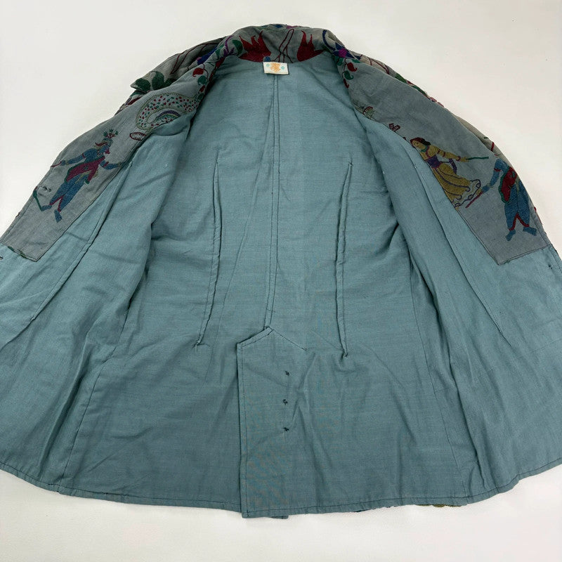 Khaki embroidered boho hippie jacket