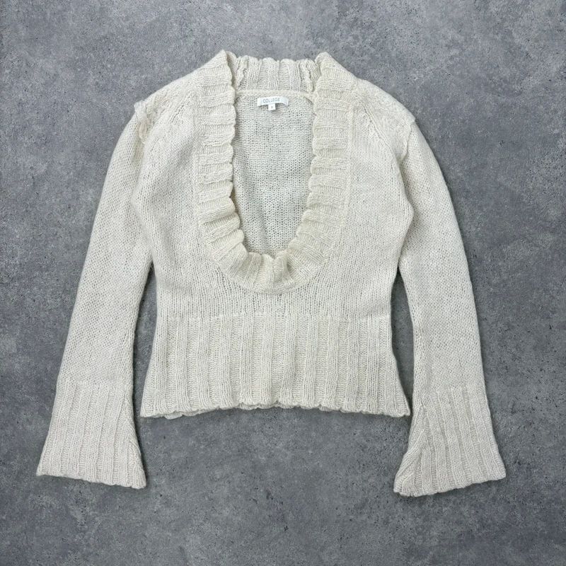 cream mohair knit slouch low neck jumper