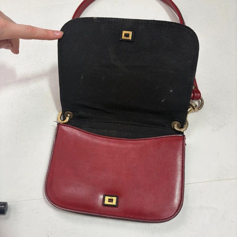 red leather shoulder bag