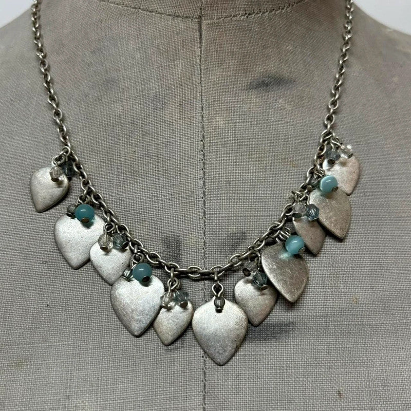 metal silver love heart necklace