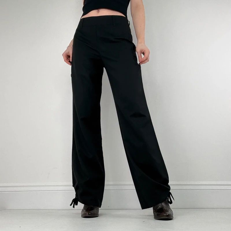 Cop Copine zip leg wide leg black trousers