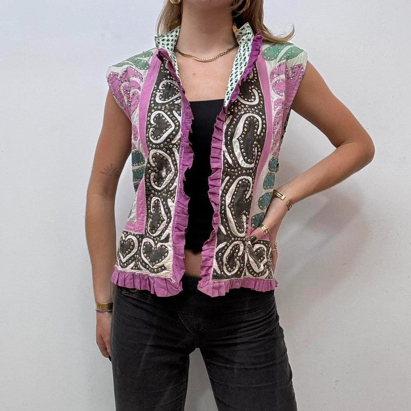 patterned paisley quilted waistcoat