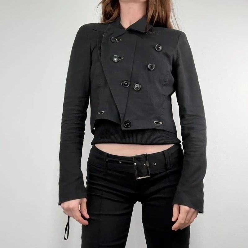 black cropped military napoleonic adjustable jacket