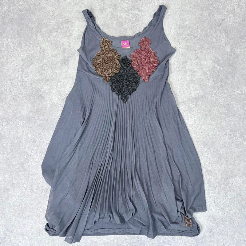 grey plated Save the Queen mesh dress