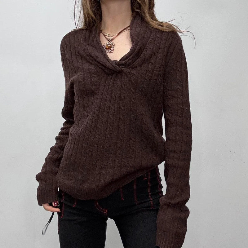 slouchy brown knit jumper