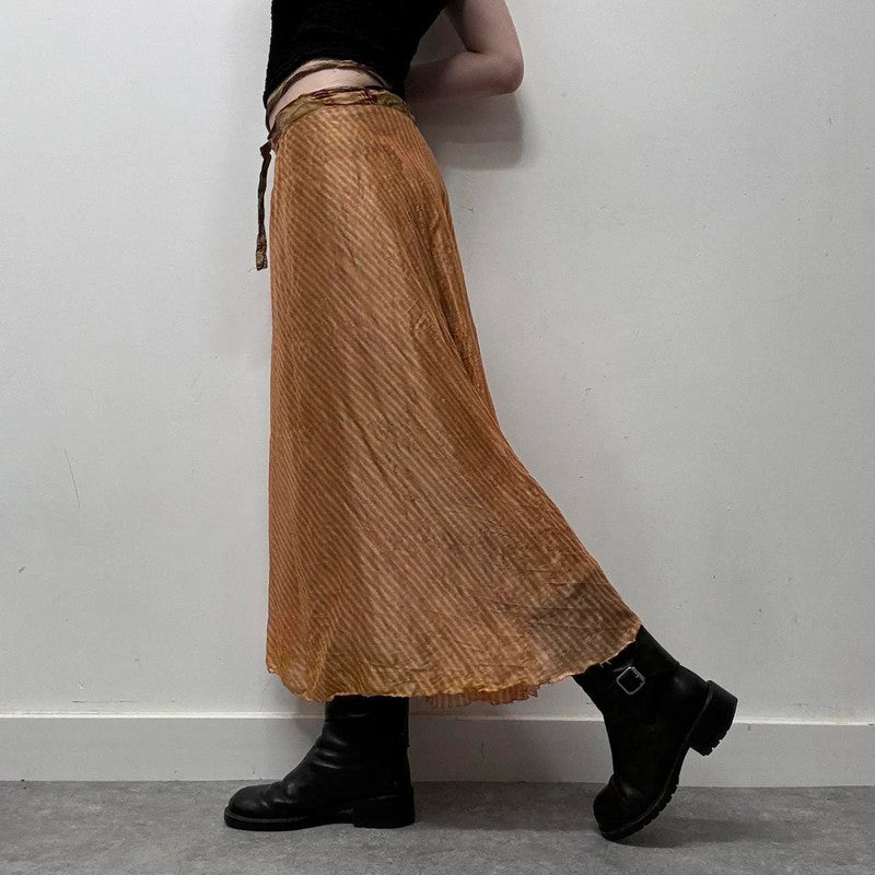 layered paisley boho silk skirt