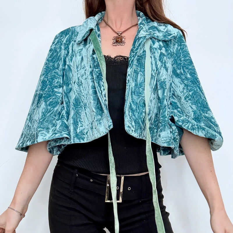 vintage flared velvet bed jacket