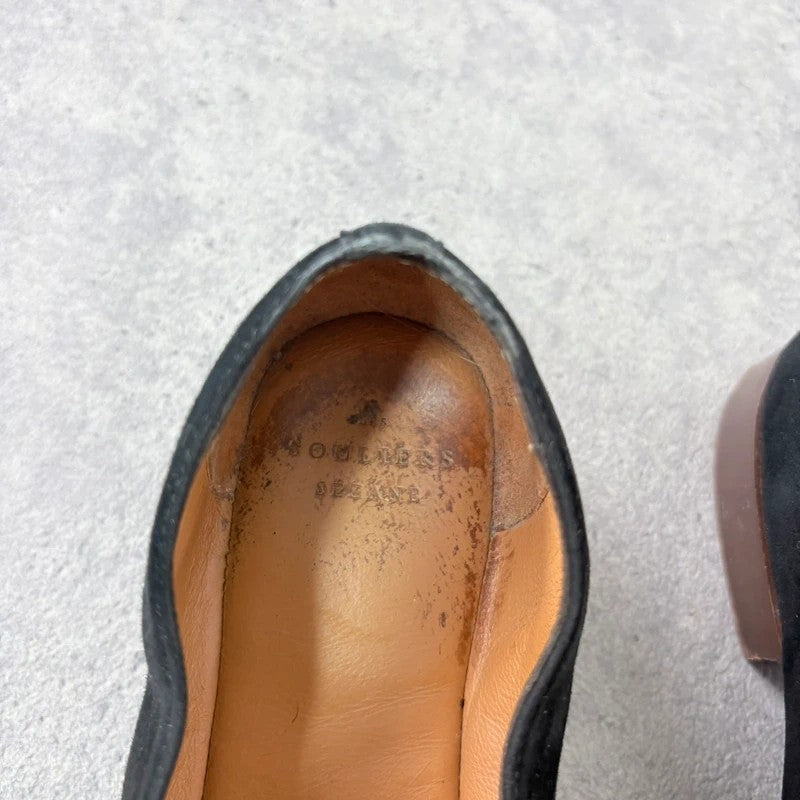 Sezane black leather suede ballet flats